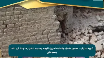 تنويه عاجل.. مصرع طفل وإصابة آخرين اليوم بسبب انهيار حائط في طما بسوهاج